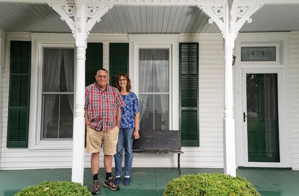 PHOTO: Mark and Toni Schein at their farmhouse near Williamsport, Ohio July. They have leased some of their farmland for the proposed Chipmunk solar project (Eric Albrecht)