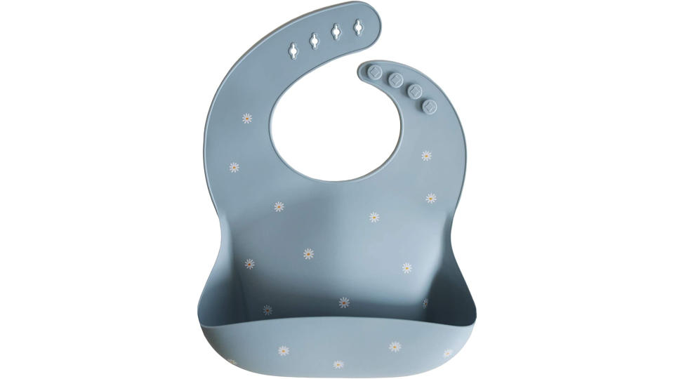 Mushie Silicone Baby Bib | Adjustable Fit Waterproof Bibs (White Daisy). (Photo: Amazon SG)