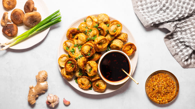 fried wontons on plate  