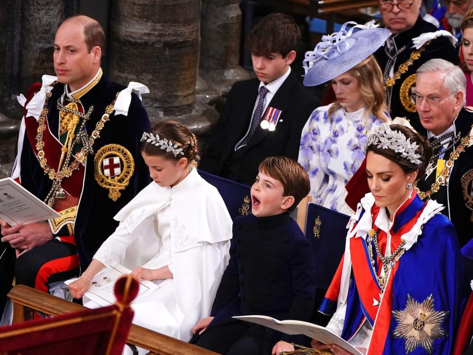 Prince Louis yawns at King Charles III's coronation.