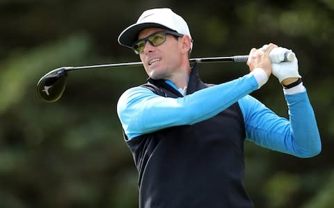 South Africa's Dylan Frittelli tees off the 5th - Credit: Richard Sellers/PA