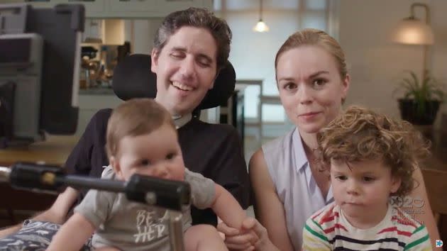 Barkan with his wife, Rachael Scarborough King, and their children, Willow (left) and Carl, in a video that aired during the Democratic National Convention in August 2020.