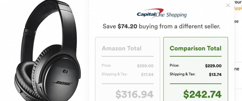 A Capital One Shopping comparison on Amazon