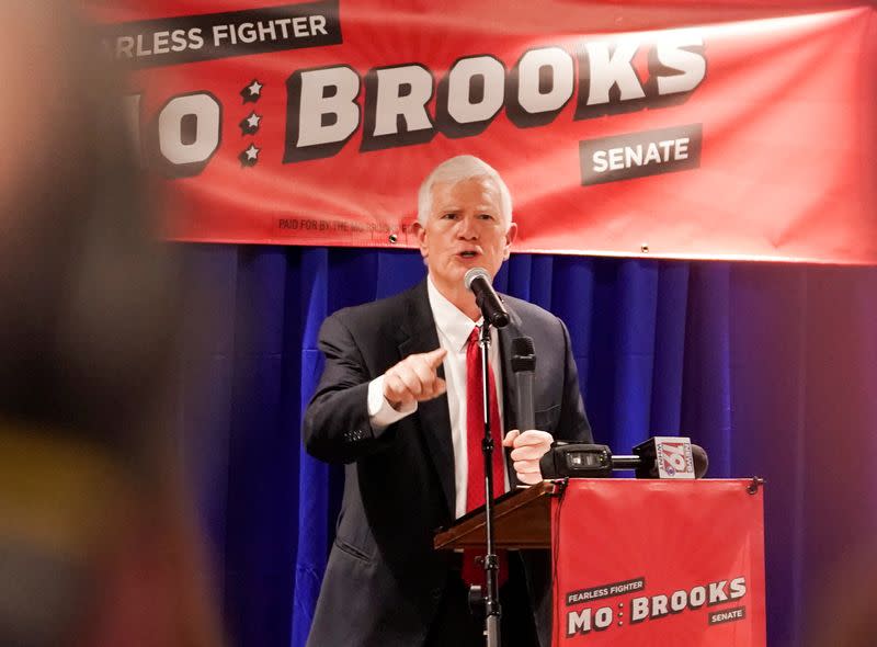 U.S. Rep. Mo Brooks makes an announcement in Huntsville, Alabama.