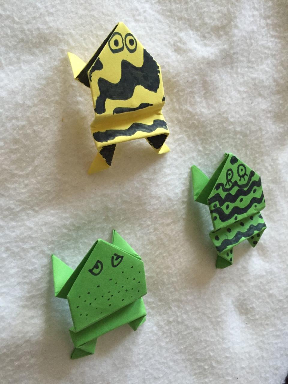 5) Make origami jumping frogs