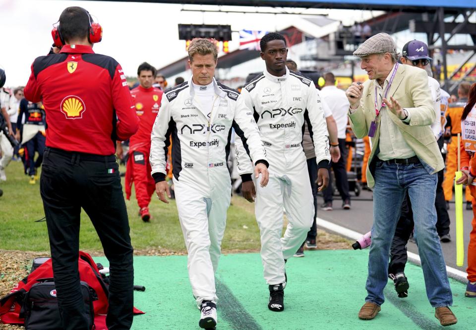 Brad Pitt and Damson Idris at the British Grand Prix