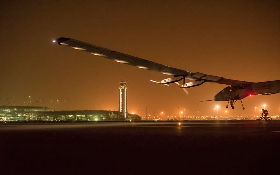 Solar Impulse in Muscat, Oman, on March 10, 2015.