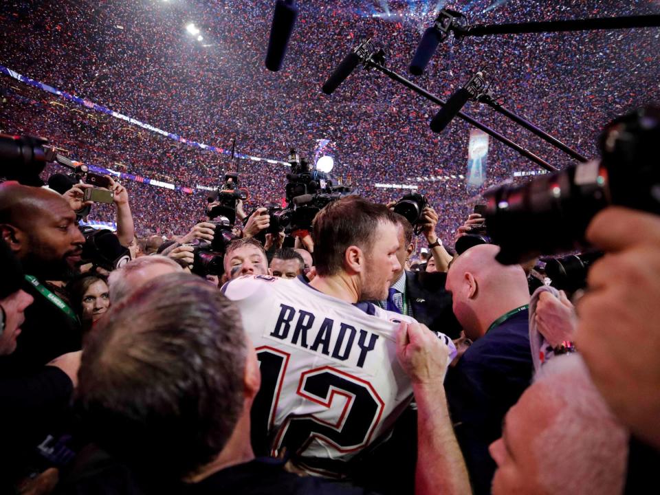 Tom Brady celebrates winning Super Bowl LIII in 2019.