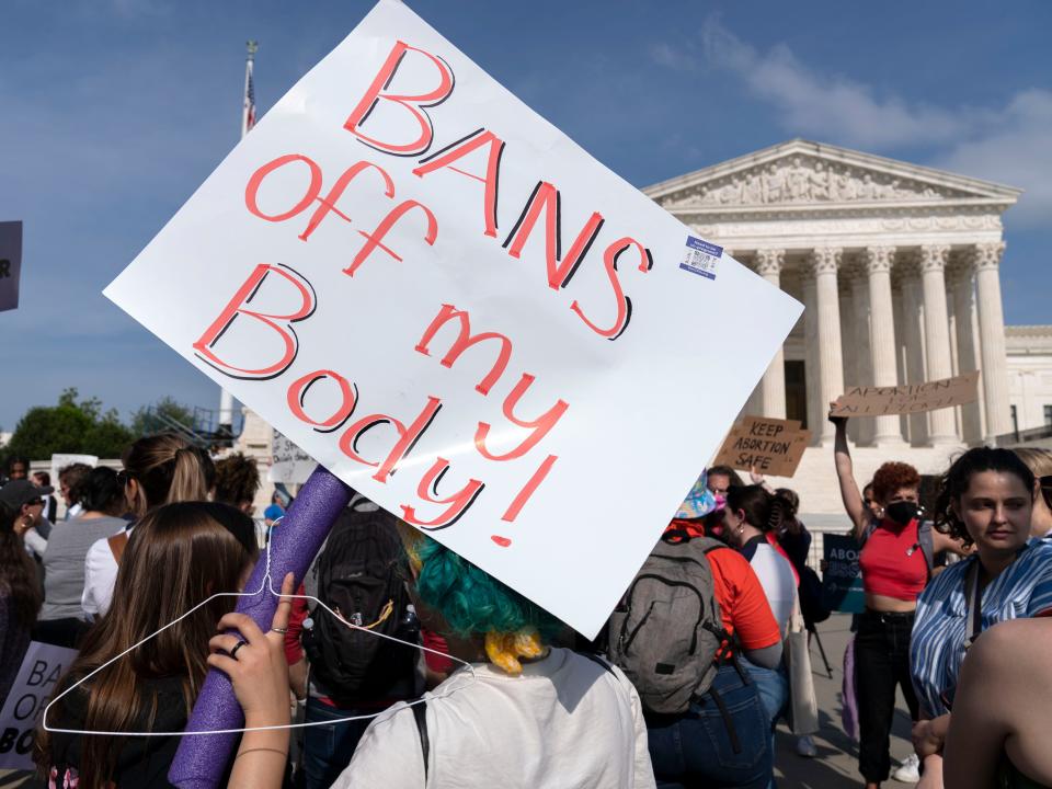Abortion-rights activist protest outside of the US Supreme Court Tuesday, May 3, 2022 in Washington, DC.