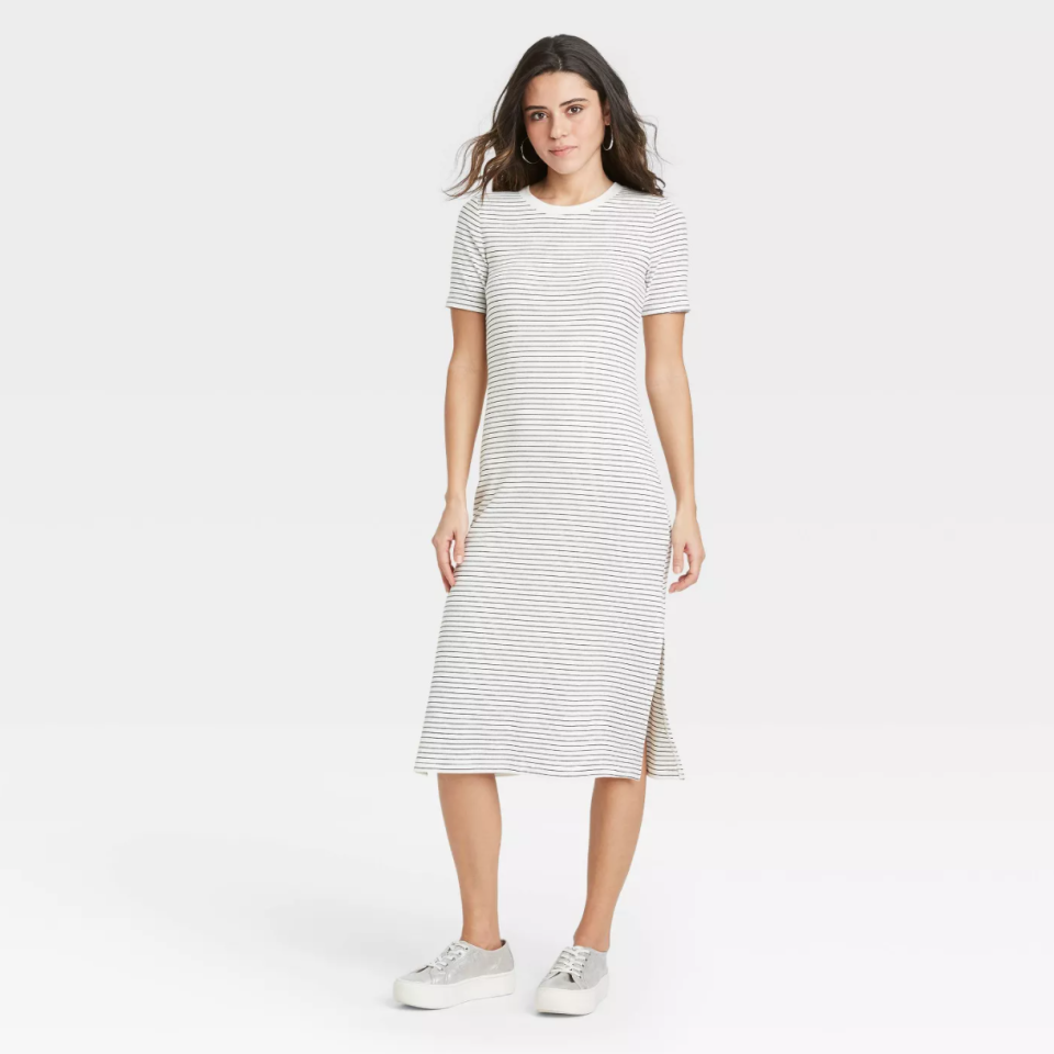 A New Day Short Sleeve Rib Knit T-Shirt Dress