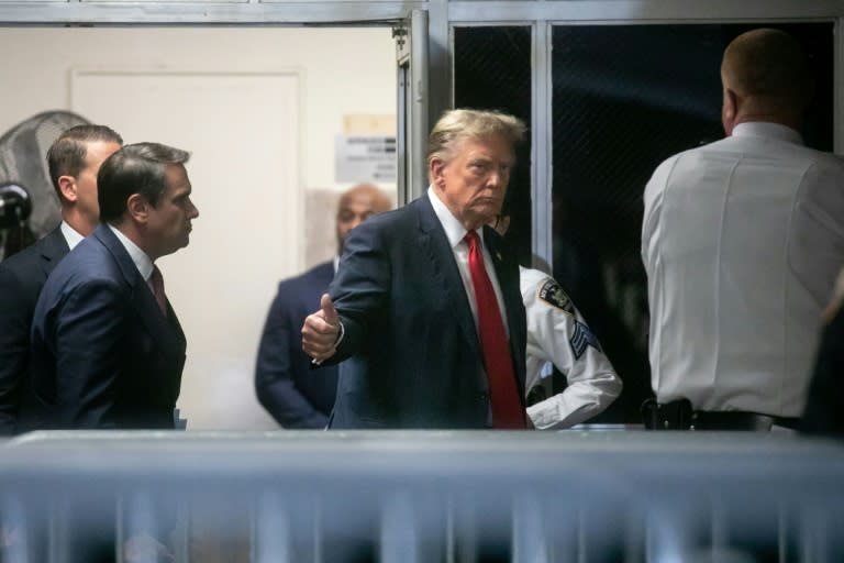 Former US president Donald Trump returns to the courtroom after a break (Michael Nagle)