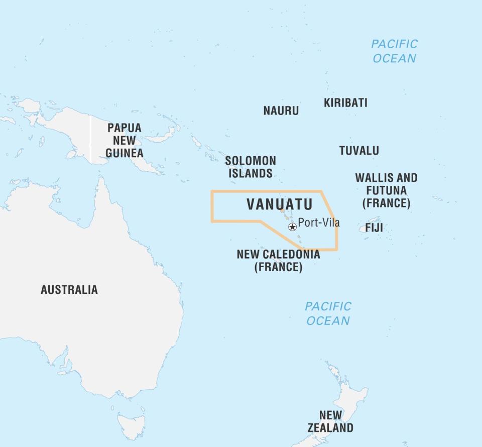 World Data Locator Map, Vanuatu. (Photo by: Encyclopaedia Britannica/Universal Images Group via Getty Images)