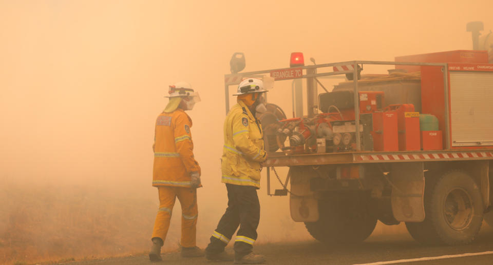 Firefighters battling the bushfires. Source: AAP