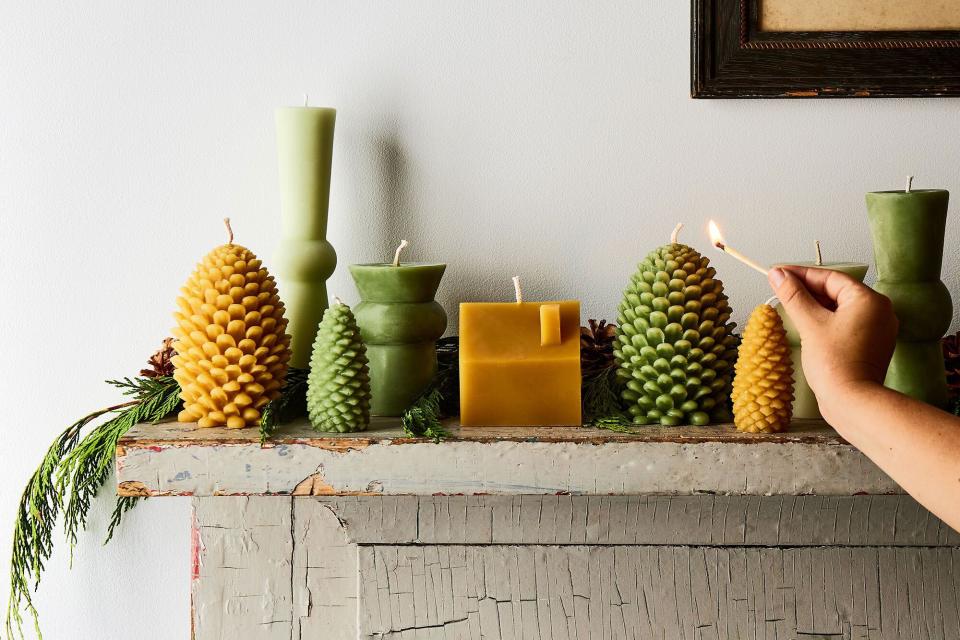 GreenTree Home Handmade Beeswax House & Pinecone Candles