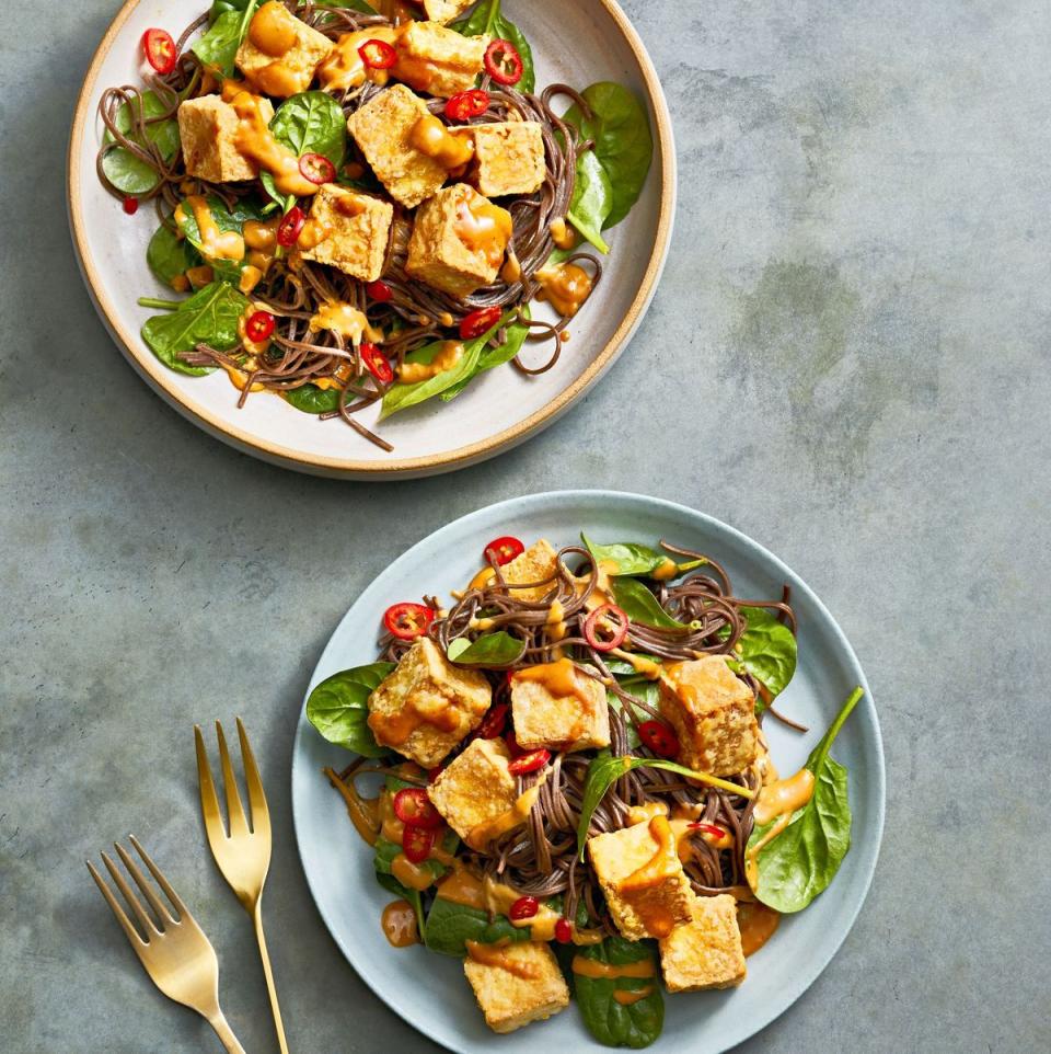 Peanut Sauce Soba with Crispy Tofu