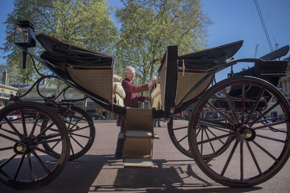 The Ascot Landau carriage that will be used in case of dry weather on the wedding day [Photo: PA]