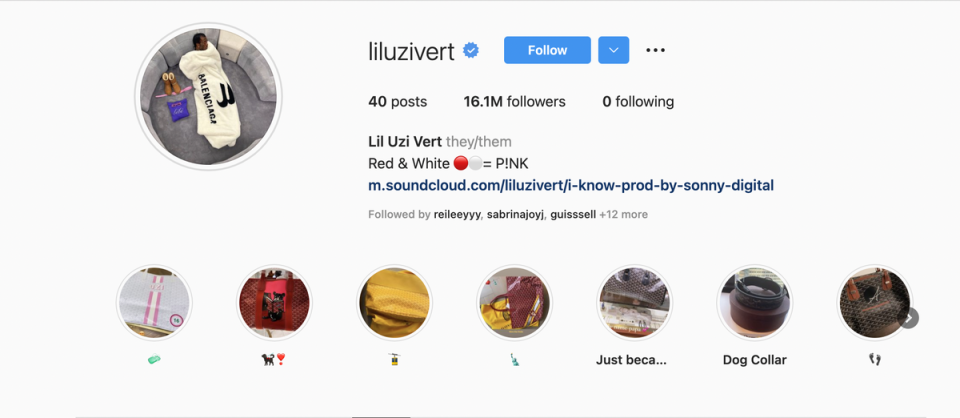 Lil Uzi Vert Instagram (Lil Uzi Vert/Instagram screenshot)