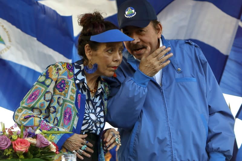 2021年尼加拉瓜總統大選，現任總統奧德嘉與第一夫人兼副總統穆麗優（AP）