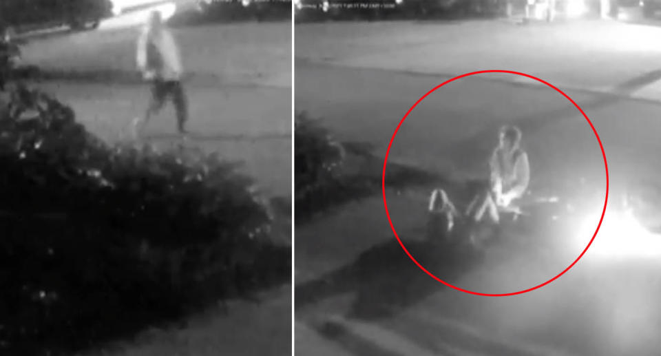 CCTV footage woman on ground after being hit by e-bike. 