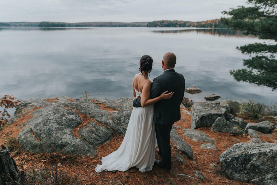 "Jenna and Jack were married on October 14 at the beautiful Port Cunnington Lodge in Muskoka, Canada. On a day that called for rain, we lucked out with the most amazing weather." --&nbsp;<i>Samantha Petrushak</i>