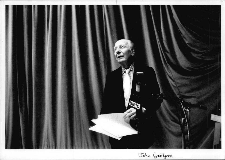 John Gielgud at the BBC World Service. To buy this print, click here (Keith Dobney/The Independent)