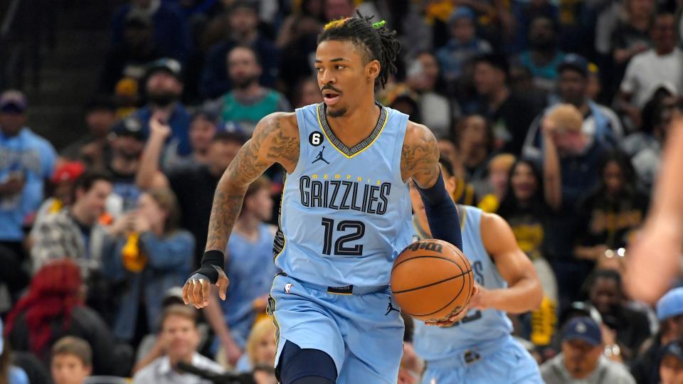 A series of cryptic social media posts from Memphis Grizzlies guard Ja Morant prompted a wellness check from local law enforcement, who said Morant is "fine" and taking a social media break . (AP Photo/Brandon Dill) ORG XMIT: NYOTK