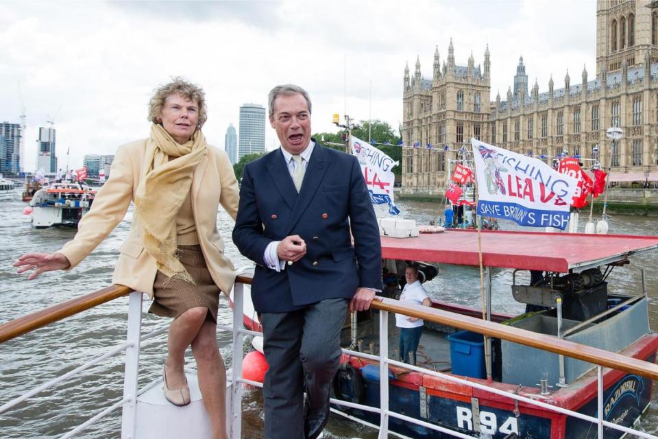 Hoey and Farage on board the floatilla (Jeff Spicer/Getty Image)