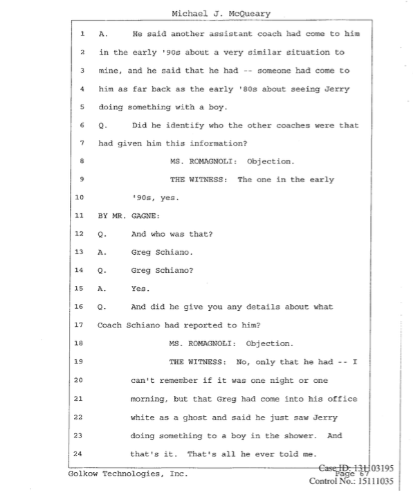 Mike McQueary testimony 2