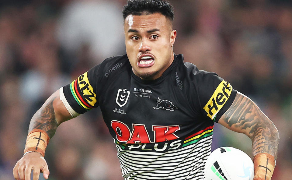 Spencer Leniu, pictured here in action for the Penrith Panthers in 2022.