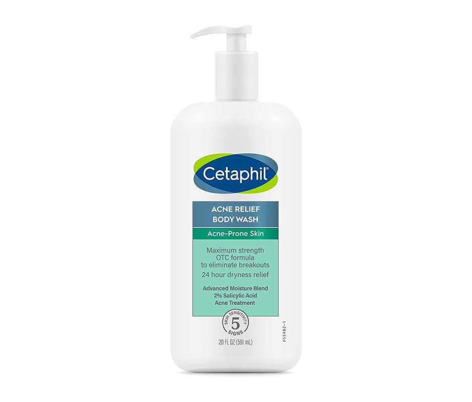 <p>Courtesy Image</p><p>There’s a myth that only oily skin experiences acne, whereas dry skin clogs pores just as easily. <span>Cetaphil Gentle Clear Acne-Relief Body Wash With 2% Salicylic Acid</span> provides the maximum amount of OTC intensity from that pore-clearing active ingredient, but in a glycerin and shea butter formula that manages to cushion the driest and most sensitive skin types. Use it year round if your skin is perennially parched, or seasonally if your hide dehydrates in the winter.</p><p>[$10; <span>amazon.com</span>]</p><p> <strong>View the <a href="https://www.mensjournal.com/grooming/best-acne-body-wash" rel="nofollow noopener" target="_blank" data-ylk="slk:original article;elm:context_link;itc:0;sec:content-canvas" class="link ">original article</a> to see embedded media.</strong> </p>