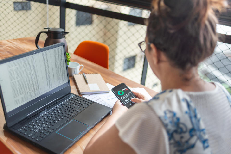 Person looking at spreadsheets on their computer