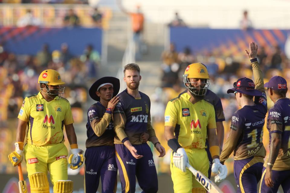 <div class="paragraphs"><p>KKR celebrate a CSK wicket.</p></div>