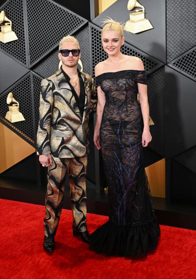 Newlyweds Calvin Harris And Vick Hope Make First Red Carpet Appearance  Together At The Grammys