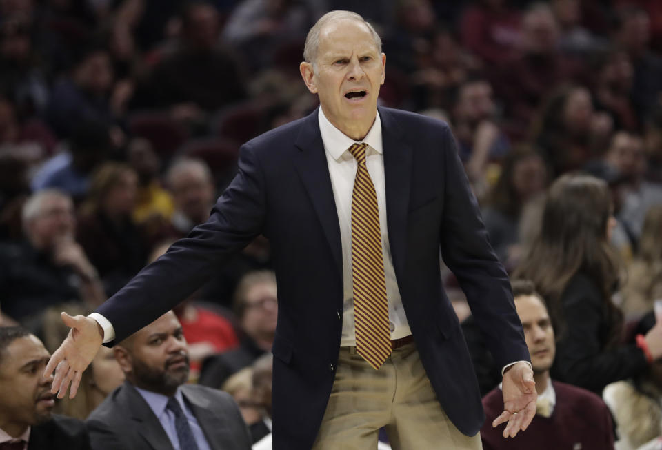 Cleveland Cavaliers head coach John Beilein reacts in the first half of an NBA basketball game against the Orlando Magic, Friday, Dec. 6, 2019, in Cleveland. (AP Photo/Tony Dejak)