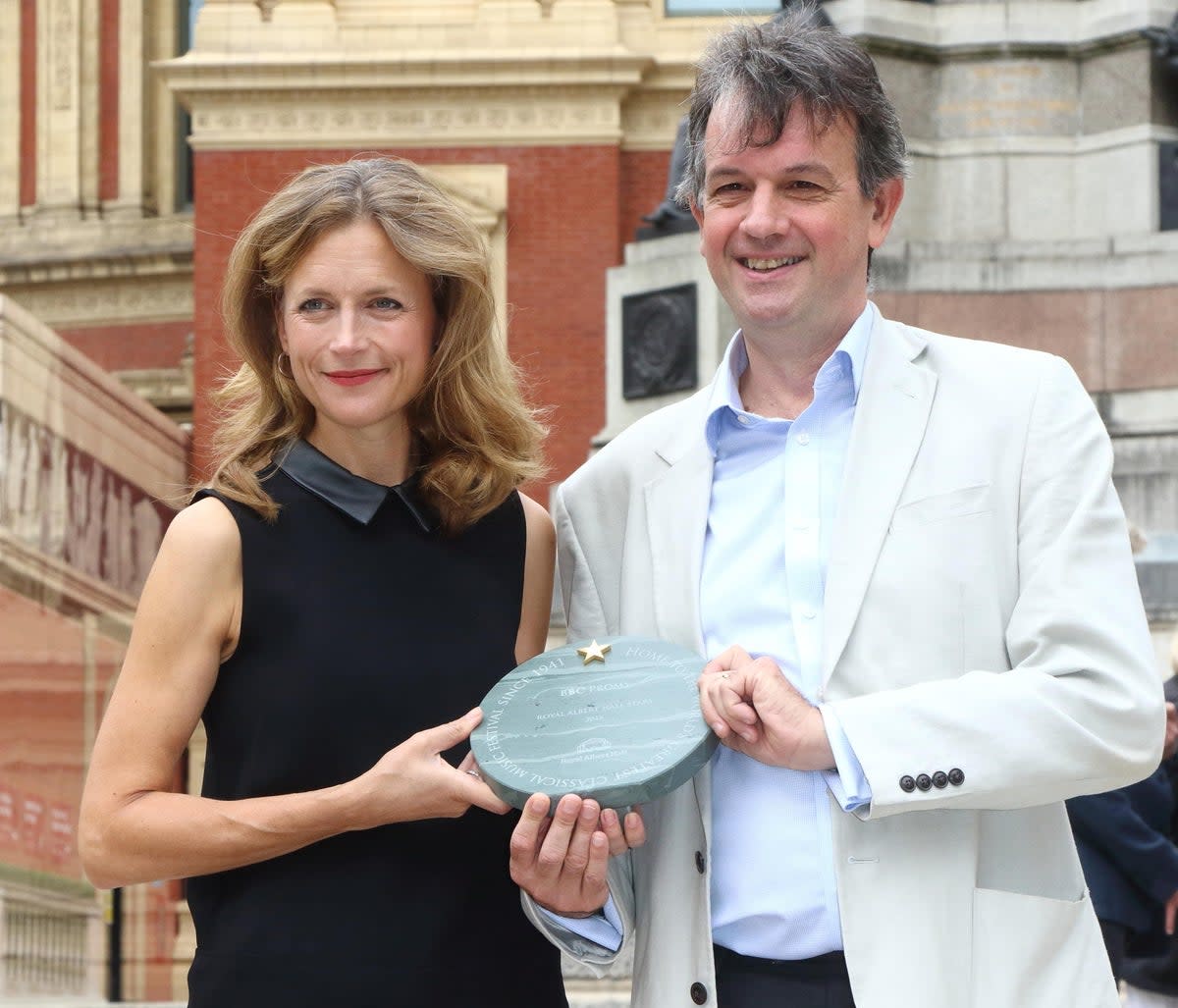 Newscaster Katie Derham and David Pickard  at the Royal Albert Hall 'Walk Of Fame' launch, 2018 (Alamy Stock Photo)