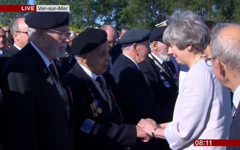 Theresa May meeting the veterans - Credit: BBC