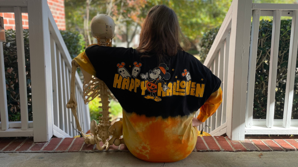 This Halloween sweatshirt is cozy and colorful.