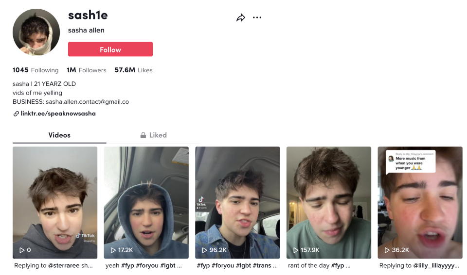 Allen's TikTok page, March 23, 2023.