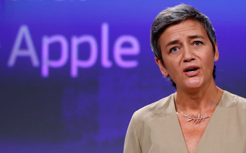 EU Competition Commissioner Vestager holds a news conference in Brussels