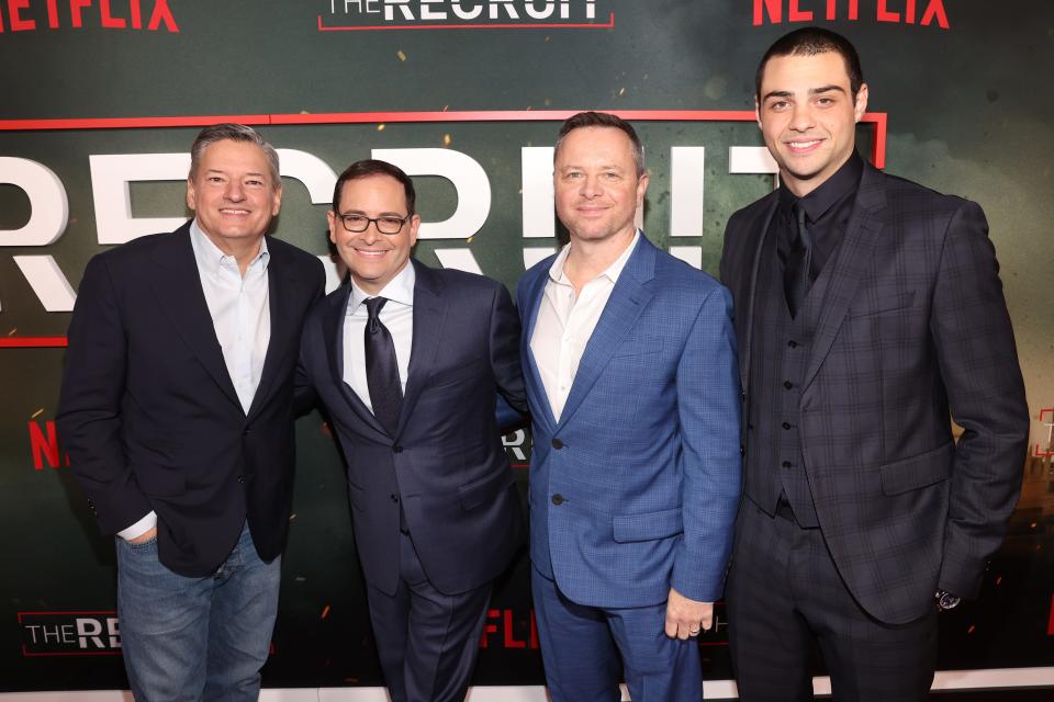 Milwaukee content creator Adam Ciralsky (second from right), stands with (from left) Netflix CEO Ted Sarandos, writer and showrunner Alexi Hawley and star Noah Centineo at the Los Angeles premiere of the Netflix series "The Recruit" on Dec. 8, 2022. Centineo plays a young lawyer working for the CIA in the series, inspired by Ciralsky's early career. The series had a second premiere in Washington, D.C., which was attended by CIA officials.