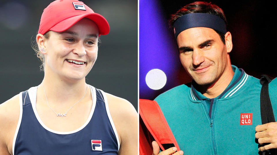 Ash Barty and Roger Federer, pictured here ahead of the Australian Open.