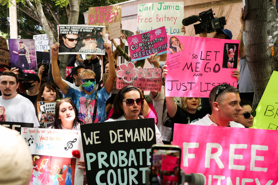 A group of fans protest for Britney's freedom