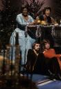 <p>Ella Fitzgerald joins '70s star, Tom Jones, on the set of his show <em>This Is Tom Jones</em> for a special holiday episode. The jazz singer wore a blue sparkly dress amidst a set full of Christmas decorations. </p>