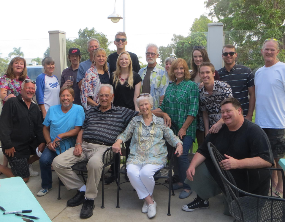 Former Simi Valley Mayor Bill Davis, center, is surrounded by his family in 2022 on his 95th birthday.