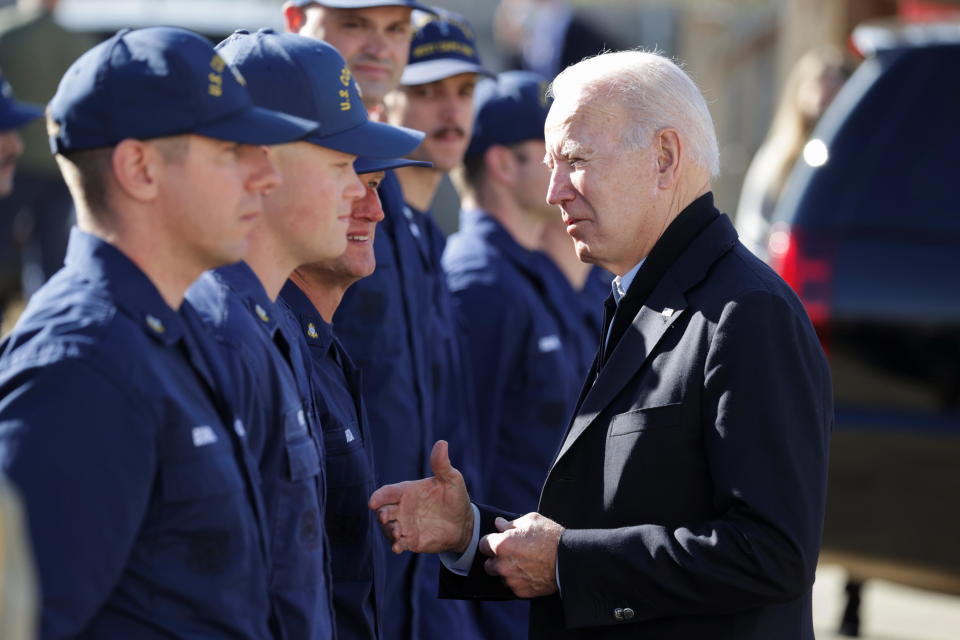 U.S. President Joe Biden greets military service members on Thanksgiving Day, in Nantucket, Massachusetts, November 25, 2021. / Credit: Tasos Katopodis / Reuters