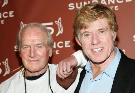 Actors Paul Newman (L) and Robert Redford -- shown here at the Sundance Institute 25th Anniversary celebration in New York in 2006 -- co-starred in "Butch Cassidy and the Sundance Kid" and "The Sting"