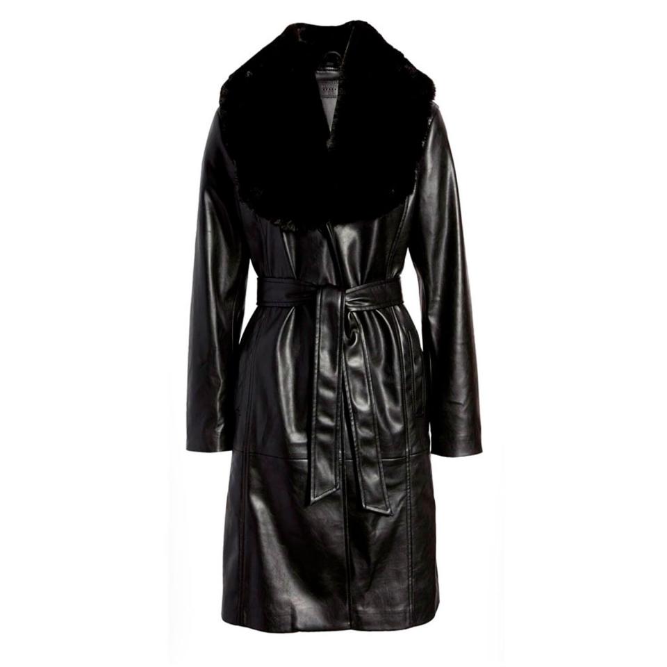 Faux Fur Shawl Collar Trench Coat