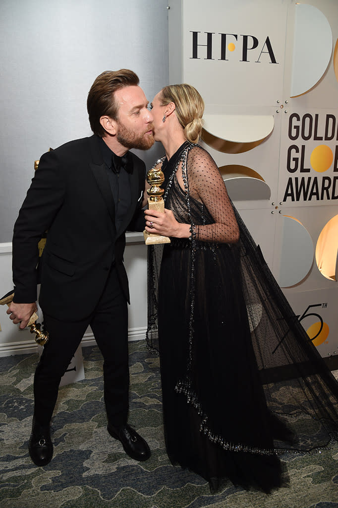 <p>Ewan McGregor and Diane Kruger attend the 75th Golden Globe Awards, held at the Beverly Hilton Hotel. (Photo: Michael Kovac/WireImage ) </p>