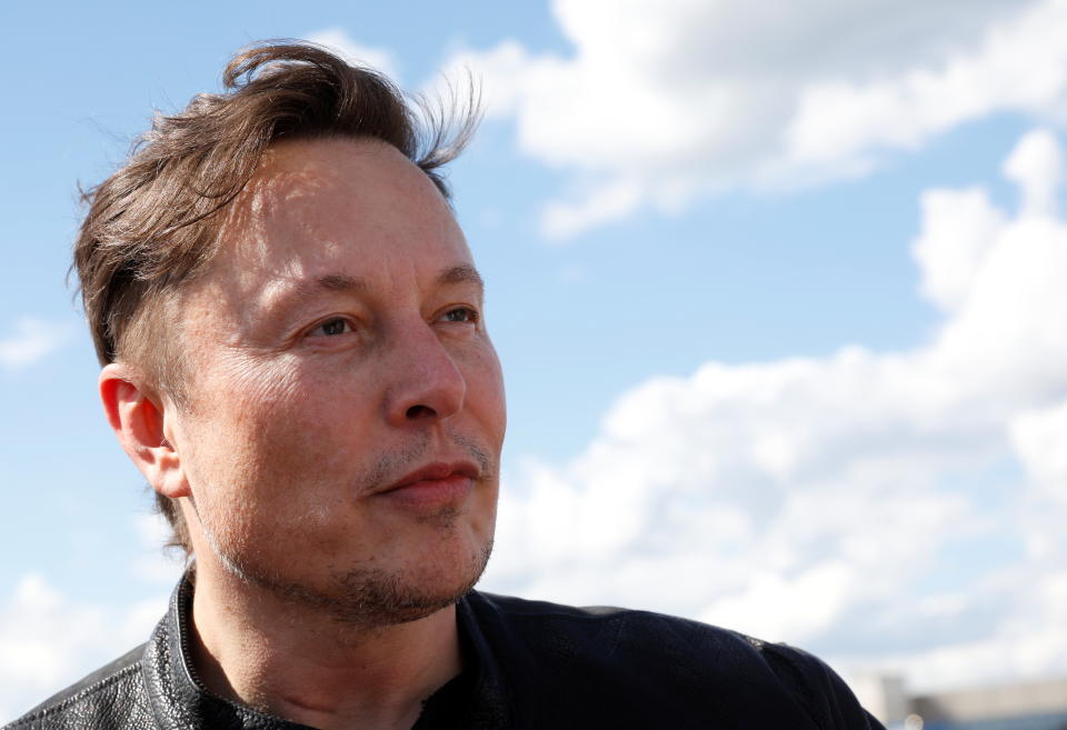 SpaceX founder and Tesla CEO Elon Musk looks on as he visits the construction site of Tesla's gigafactory in Gruenheide, near Berlin, Germany, May 17, 2021. REUTERS/Michele Tantussi