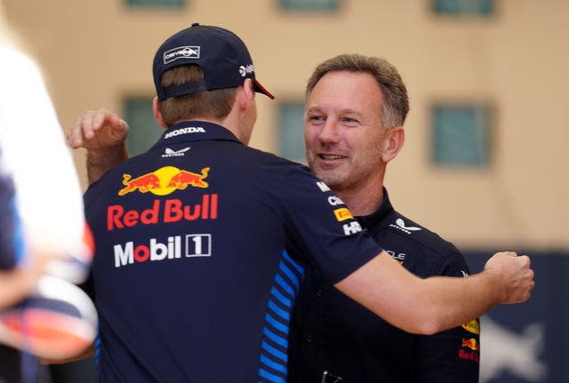 Max Verstappen (left) and Christian Horner 